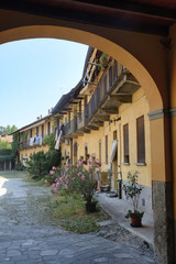 Inzago (Milan, Lombardy, Italy): old courtyard