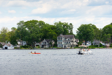Waterfront homes on Lake Couchiching in Orillia, Ontario