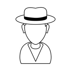 portrait of faceless man with classic hat icon image vector illustration design