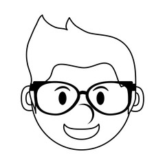 head of happy smiling man wearing glasses icon image vector illustration design