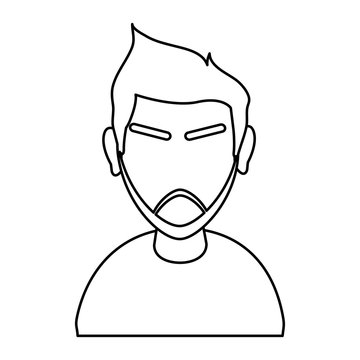 portrait of faceless man with strong eyebrows and full beard icon image vector illustration design