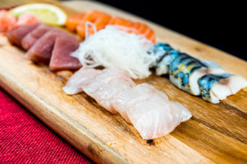 Japanese food fresh raw fish mixed sashimi