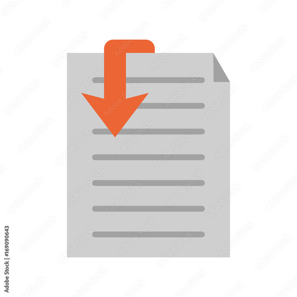 Poster downward arrow with file or text document icon image vector illustration design