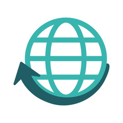 globe and arrow global communications concept icon image vector illustration design