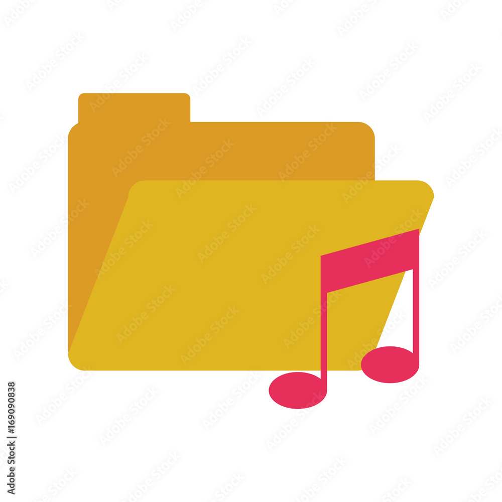 Poster music note with file folder icon image vector illustration design