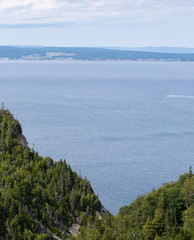 Mountains and coastline in eastern Gaspe in Quebec.