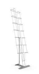 Empty advertising stand with shelves. Isolated on white background. Include clipping path. 3d render