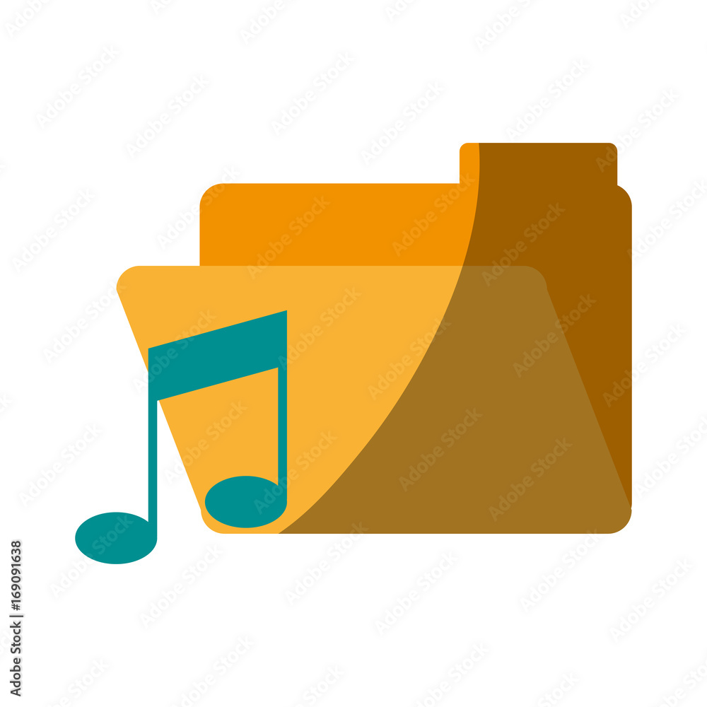 Poster music note with file folder icon image vector illustration design