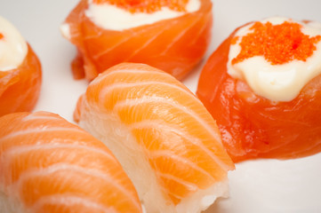Sushi on white background
