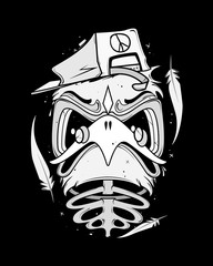 Angry bird with cap, plumage  and bone