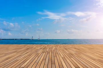 Wood and sea background