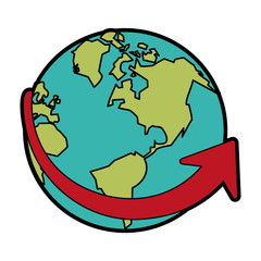 globe and arrow global communications concept icon image vector illustration design