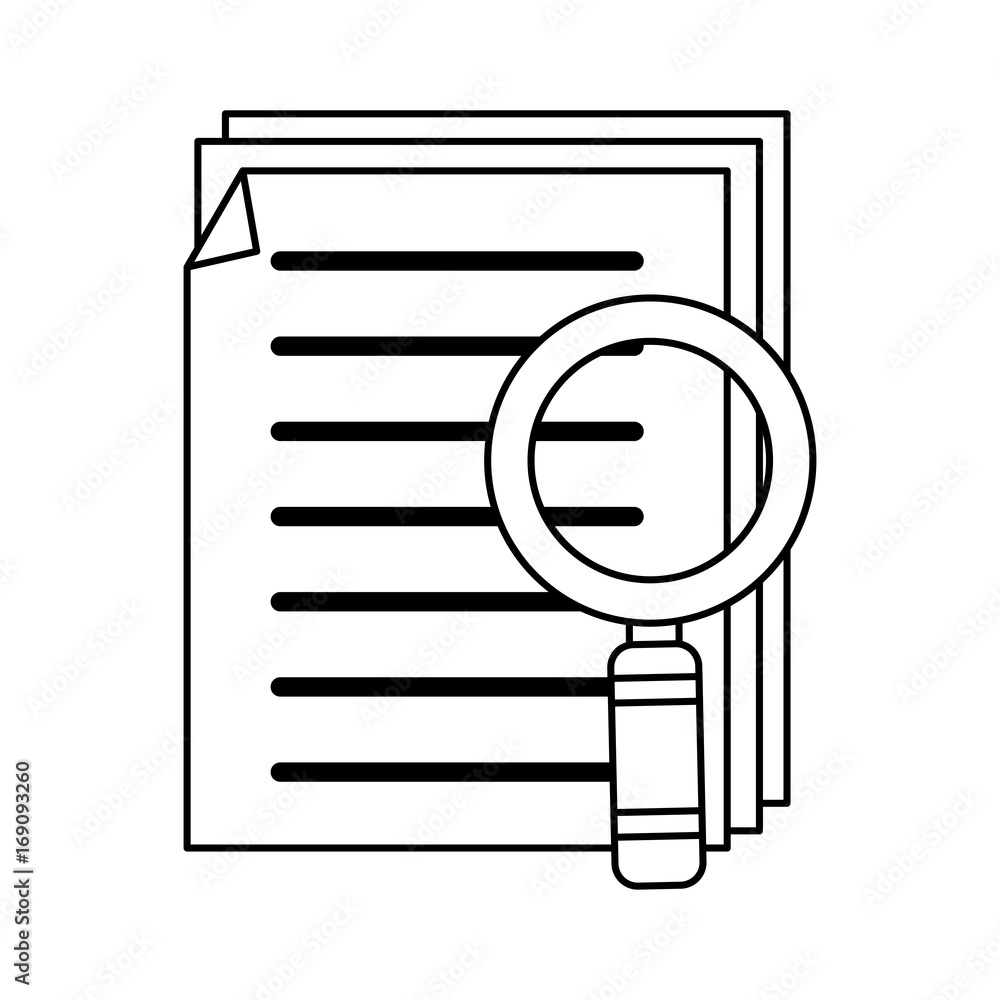 Poster magnifying glass with file or text document icon image vector illustration design