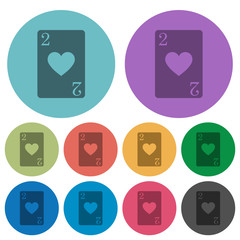 Two of hearts card color darker flat icons