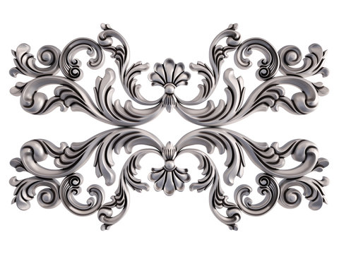 Chrome Ornament On A White Background. Isolated