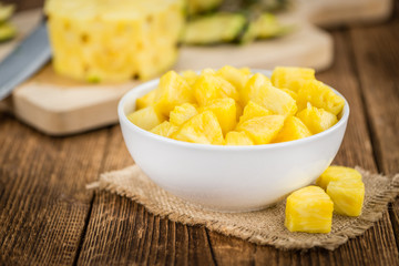Sliced Pineapple close-up shot, selective focus