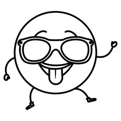 happy with sunglasses emoticon face character icon vector illustration design