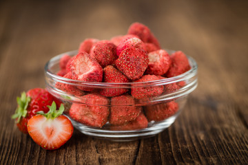 Portion of Strawberries (dried), selective focus