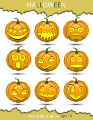 Vector set of pumpkins in honor of Halloween