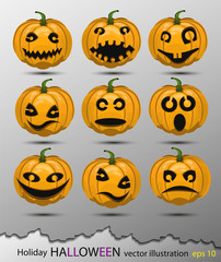 Vector set of pumpkins in celebration of Halloween