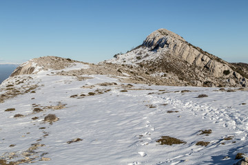 Massif de la Sainte-Baume, in Provence, under the snow