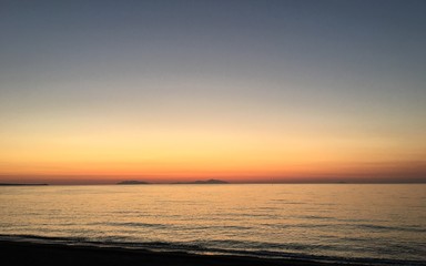 sunset on the Italian beach - panorama