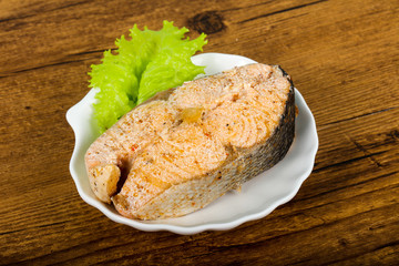 Steamed salmon