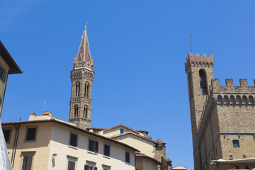 Fototapeta premium Toskana-Impressionen, Florenz, Badia Fiorentina und Palazzo Vecchio
