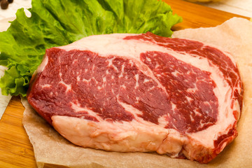 Rib eye raw steak