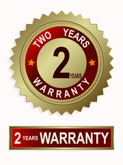 Emblem of gold color with the text of two-year warranty