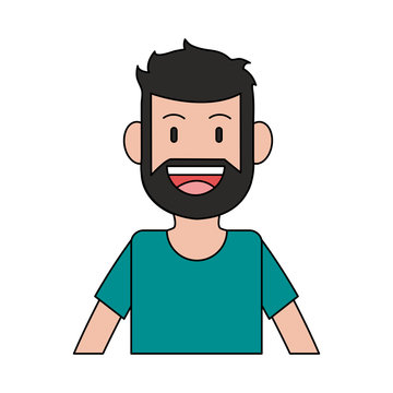 happy smiling man with full beard and mustache icon image vector illustration design