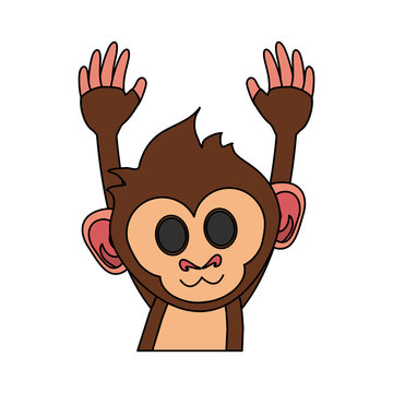 happy cute expressive monkey cartoon icon image vector illustration design