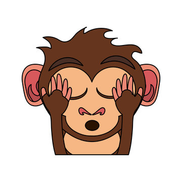 relaxed or in bliss cute expressive monkey cartoon icon image vector illustration design