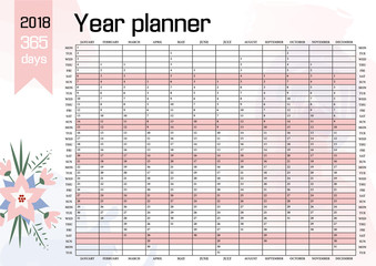 Year Wall Planner 2018