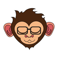 Obraz premium relaxed or in bliss cute expressive monkey wearing glasses cartoon icon image vector illustration design