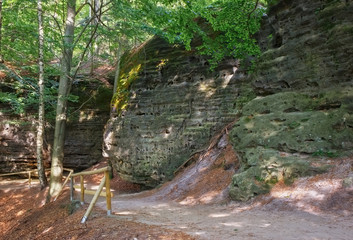 The Czech-Saxon Switzerland. A forest road in the rocks.