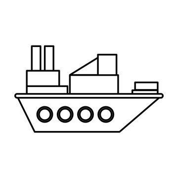 cargo ship icon image vector illustration design black line