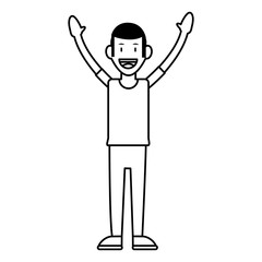 excited young man icon image vector illustration design black line