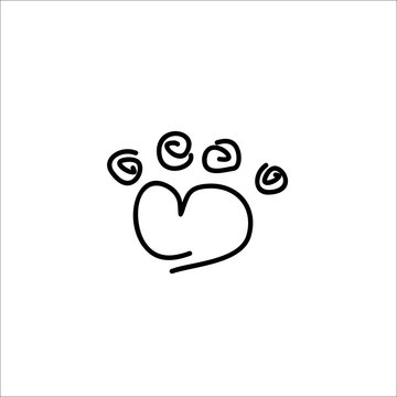 pet paw icon vector doodle