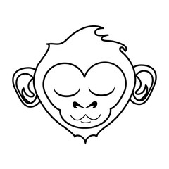 relaxed or in bliss cute expressive monkey cartoon icon image vector illustration design black line