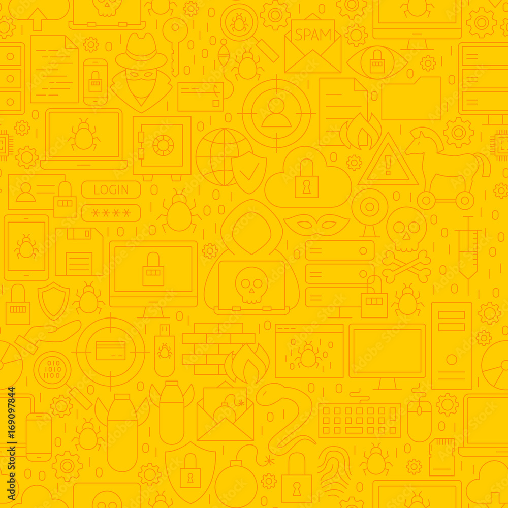 Sticker cyber security yellow line pattern