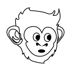 Fototapeta premium surprised cute expressive monkey cartoon icon image vector illustration design black line