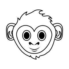 happy cute expressive monkey cartoon icon image vector illustration design black line