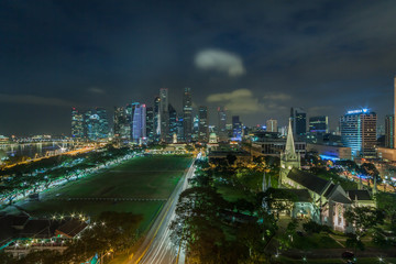 Fototapeta na wymiar Singapore long exposures of the Skyline at night