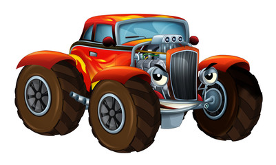 cartoon fast off road car looking like monster truck on white background - illustration for children © honeyflavour
