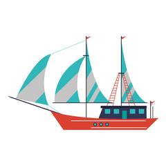 sailboat sideview icon image vector illustration design