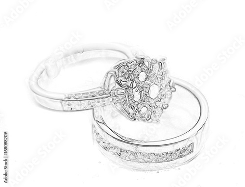 Wedding Rings Sketch On White Background Stock Photo And Royalty Wedding Rings Sketch On White Background