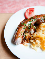 Swiss Sausage and Rosti, Swiss local food.