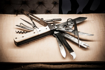 Old Swiss Army Knife with multi-tools