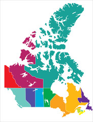 Vector - Complete Map of Canadian Territories Coloured version